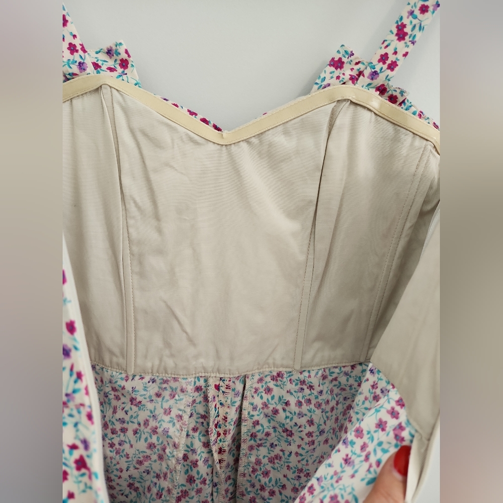 FOREVER NEW Vintage Women Playsuit Size 6 Pink Floral Sleeveless Zip Pockets - Picture 7 of 11